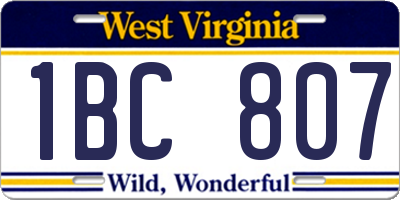 WV license plate 1BC807