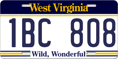 WV license plate 1BC808