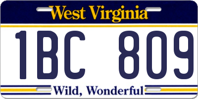 WV license plate 1BC809
