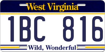 WV license plate 1BC816