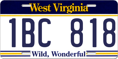 WV license plate 1BC818