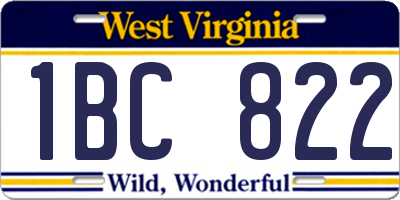 WV license plate 1BC822