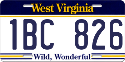 WV license plate 1BC826