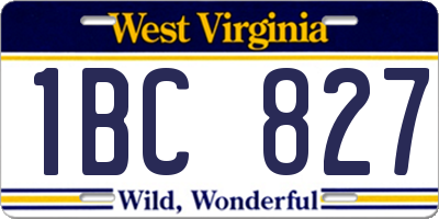 WV license plate 1BC827