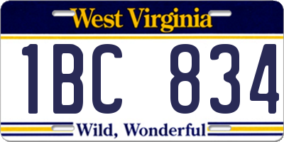 WV license plate 1BC834