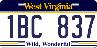 WV license plate 1BC837