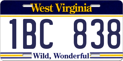 WV license plate 1BC838