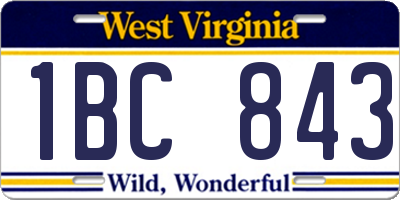 WV license plate 1BC843