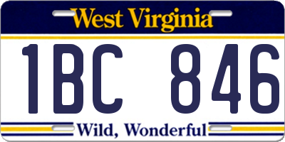 WV license plate 1BC846