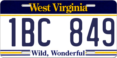 WV license plate 1BC849