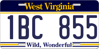 WV license plate 1BC855