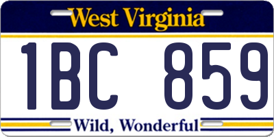WV license plate 1BC859