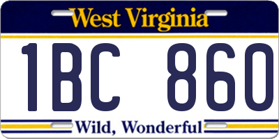 WV license plate 1BC860