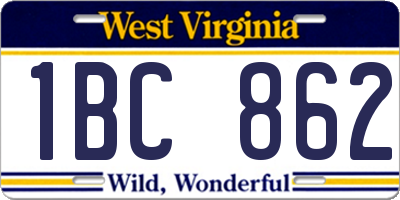 WV license plate 1BC862