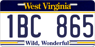 WV license plate 1BC865