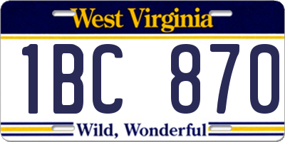 WV license plate 1BC870