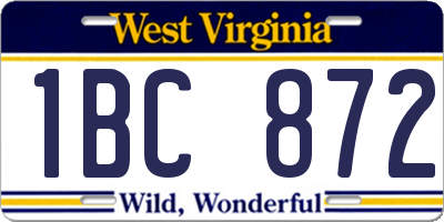 WV license plate 1BC872