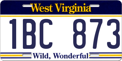 WV license plate 1BC873