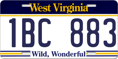 WV license plate 1BC883