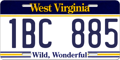 WV license plate 1BC885
