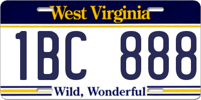WV license plate 1BC888