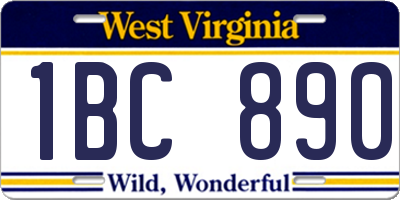 WV license plate 1BC890