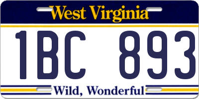 WV license plate 1BC893