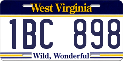 WV license plate 1BC898