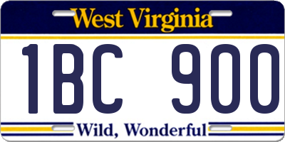 WV license plate 1BC900