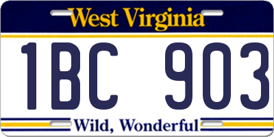 WV license plate 1BC903