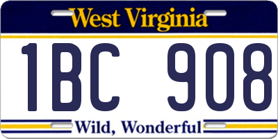 WV license plate 1BC908