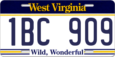 WV license plate 1BC909