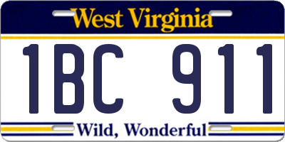 WV license plate 1BC911