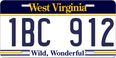 WV license plate 1BC912