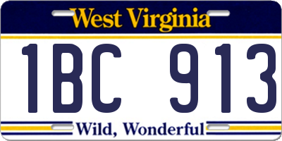 WV license plate 1BC913