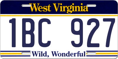 WV license plate 1BC927