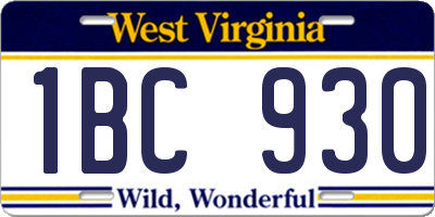 WV license plate 1BC930