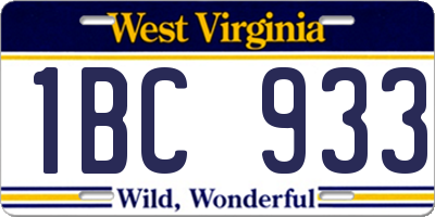 WV license plate 1BC933