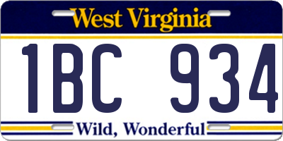 WV license plate 1BC934