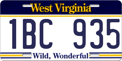 WV license plate 1BC935