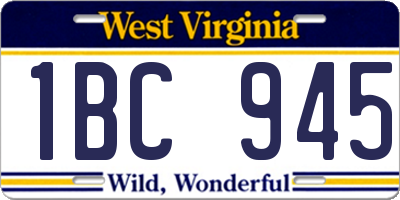 WV license plate 1BC945