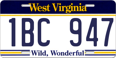 WV license plate 1BC947