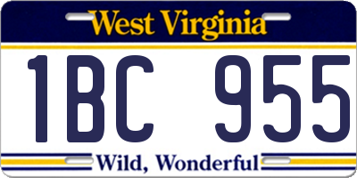 WV license plate 1BC955