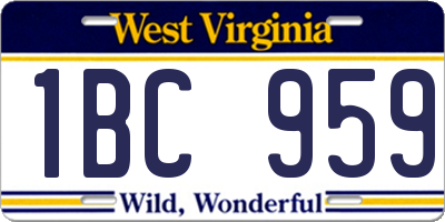 WV license plate 1BC959