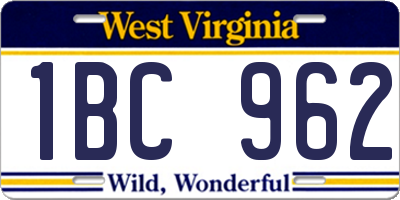 WV license plate 1BC962