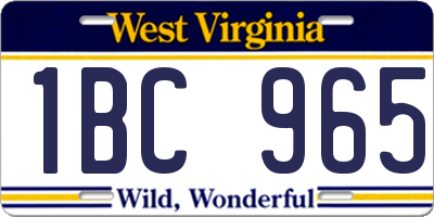 WV license plate 1BC965