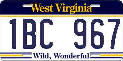 WV license plate 1BC967