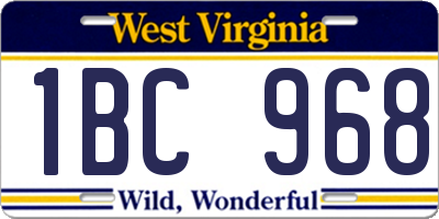 WV license plate 1BC968