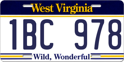 WV license plate 1BC978
