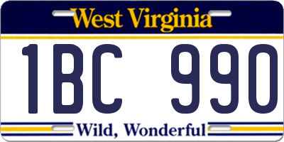 WV license plate 1BC990